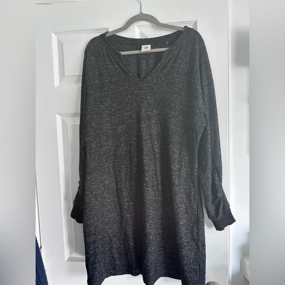 Cabi Black and Grey Sweater /Sweatshirt Dress - Size L